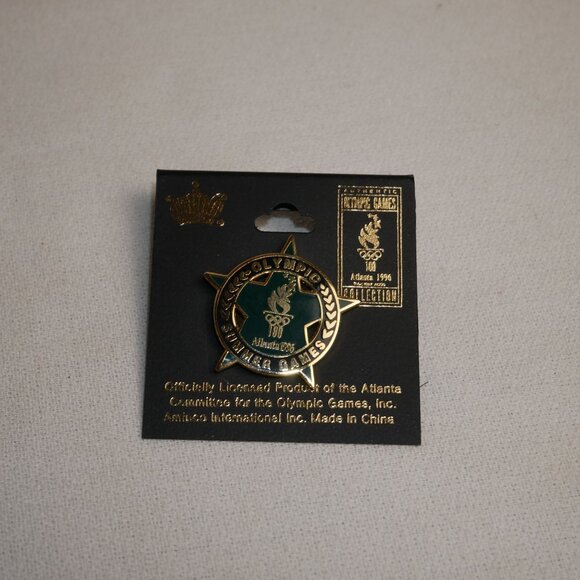 1996 Olympic Games Atlanta Pin Badge Black & Gold Star Design VTG Collectible - Picture 3 of 5